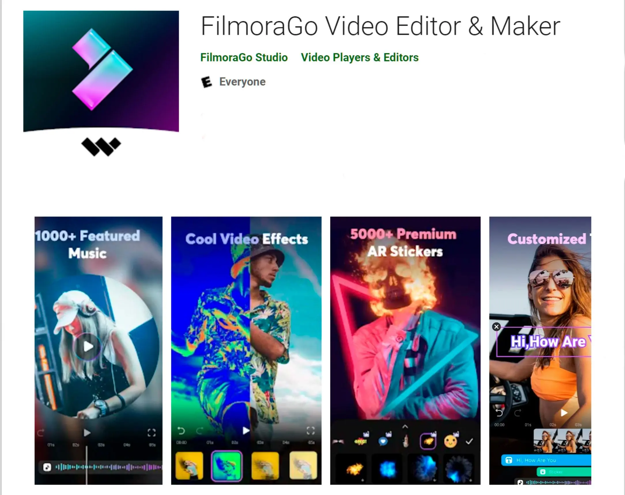 App Filmora häivyttää kasvot videossa Androidissa..