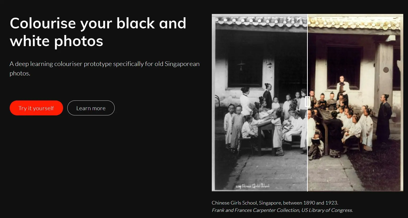Väritä mustavalkoiset valokuvat colourise.sg:ssä..