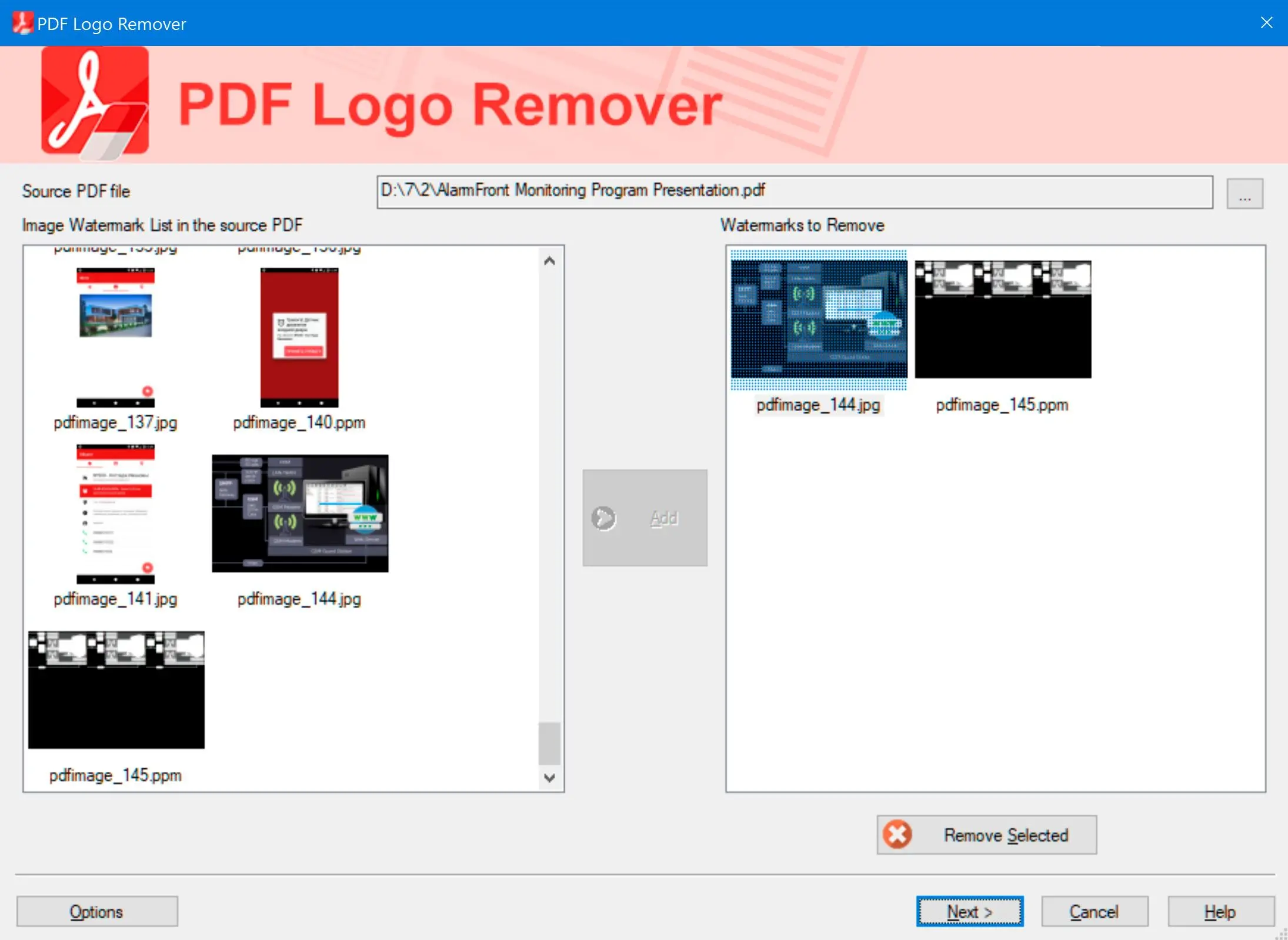 Valitse PDF-tiedostosta poistettavat sivut..