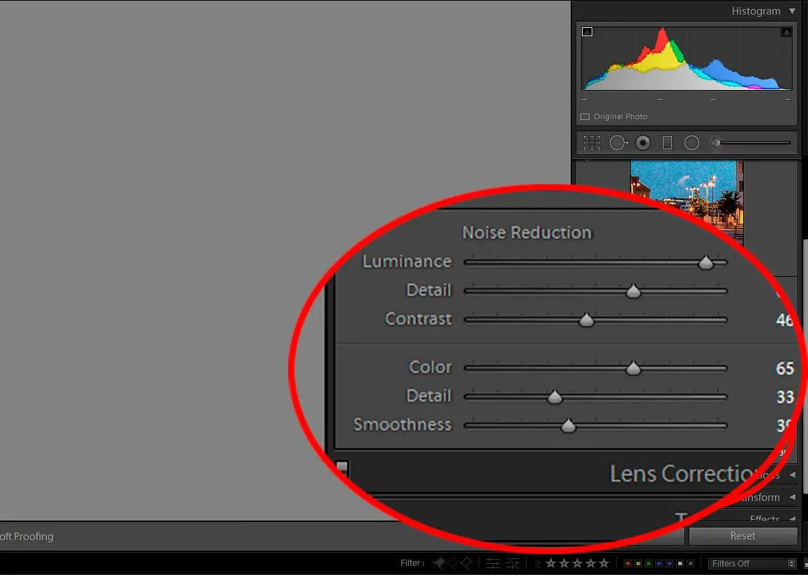 Kohinan vähentäminen Lightroomissa..