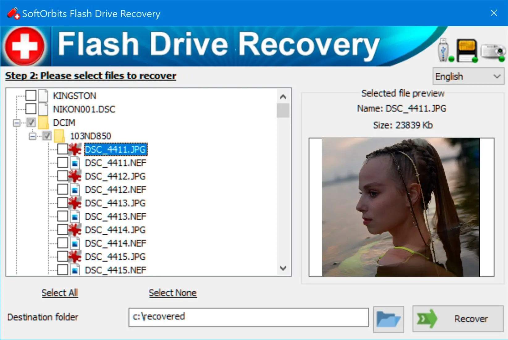 SoftOrbits Flash Drive Recovery Kuvakaappaus.