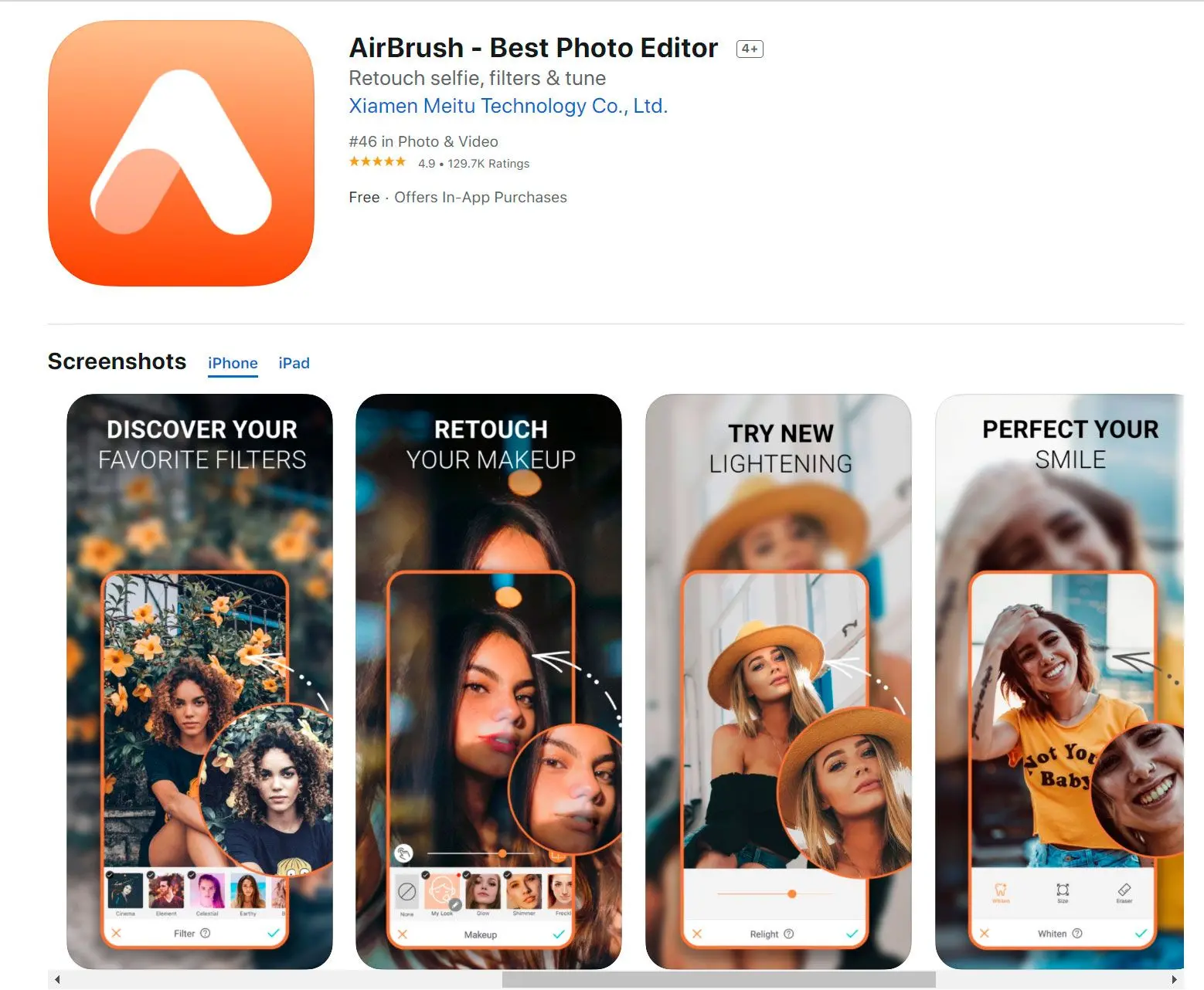 Airbrush-sovellus App Storessa..