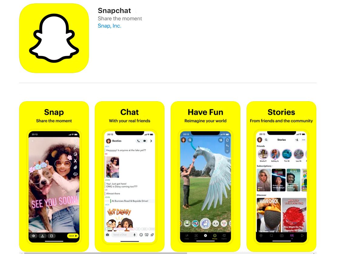 Snapchat-tekstiohjelmisto..