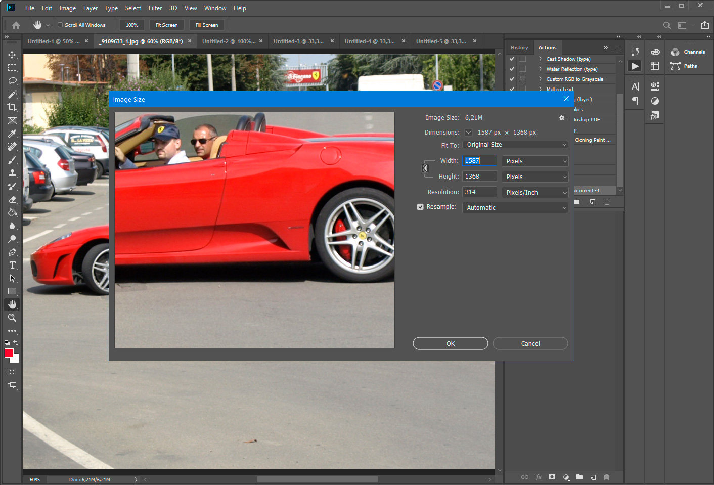 Photoshop - muuta useiden kuvien kokoa.