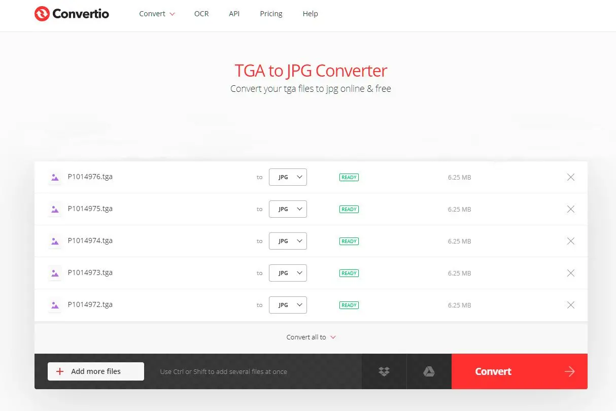 Muuntaa useita TGA-tiedostoja JPG ilmaiseksi..