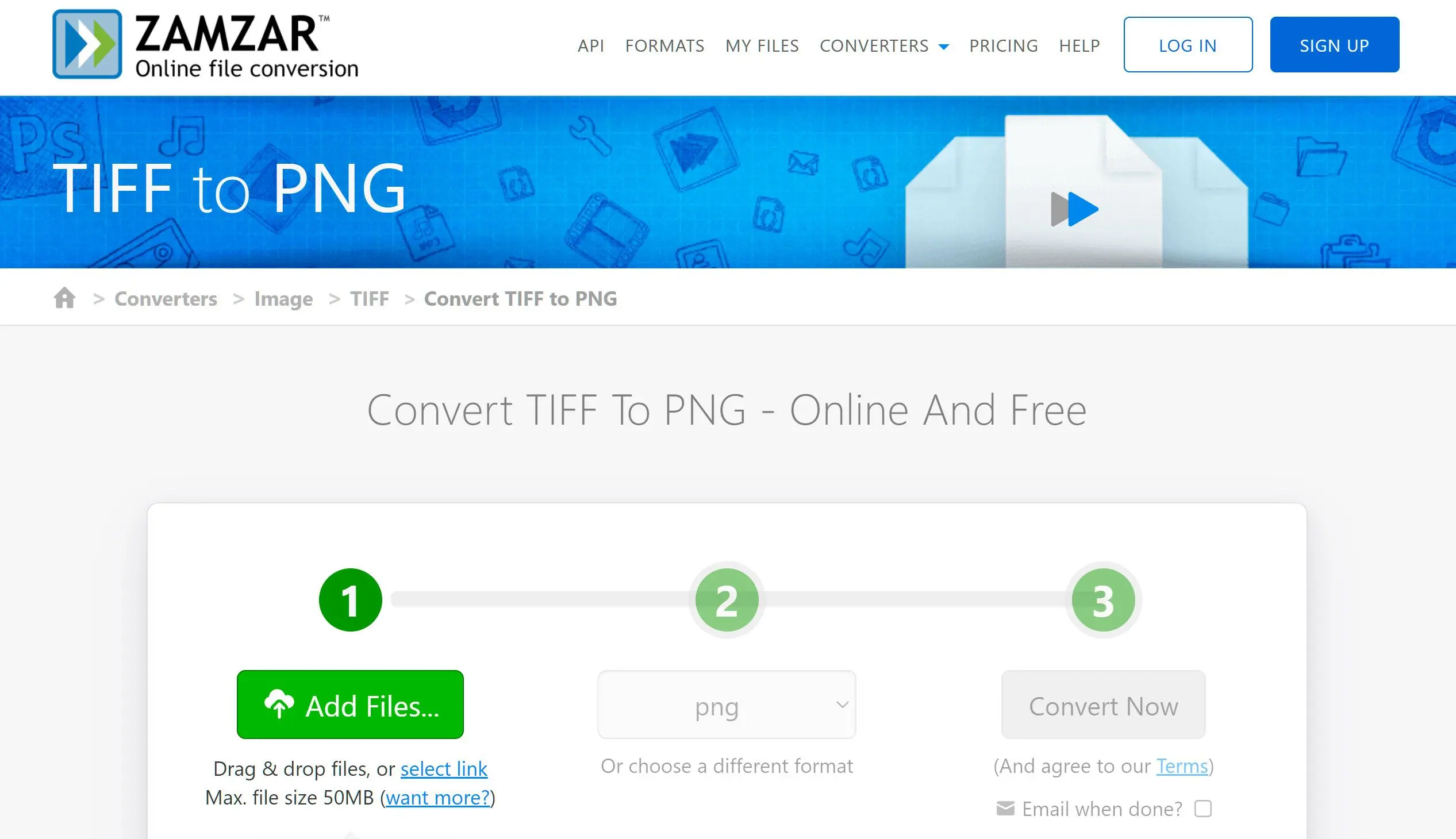 Avaa Online Converter TIFF to PNG..