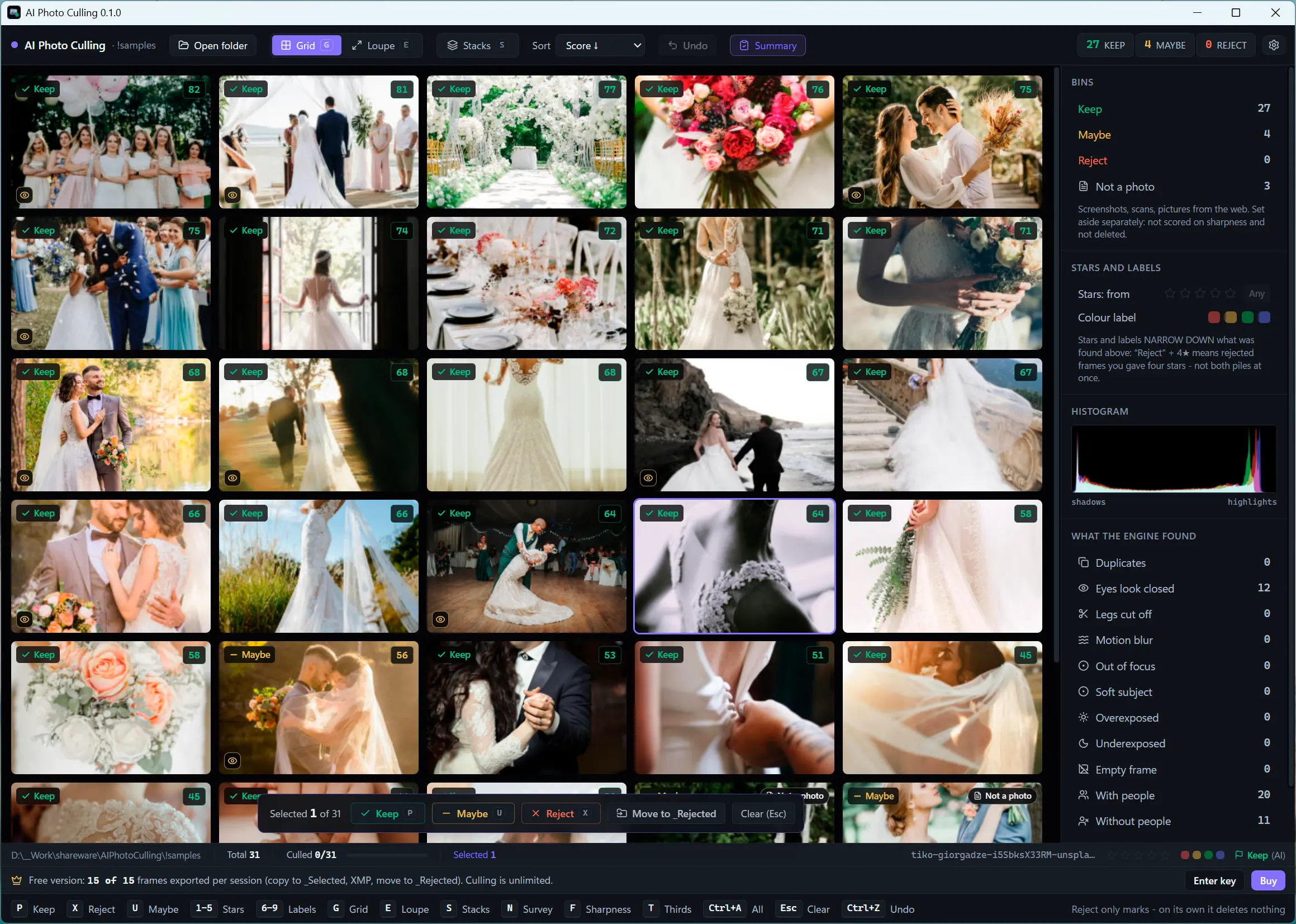 AI Photo Culling Kuvakaappaus.