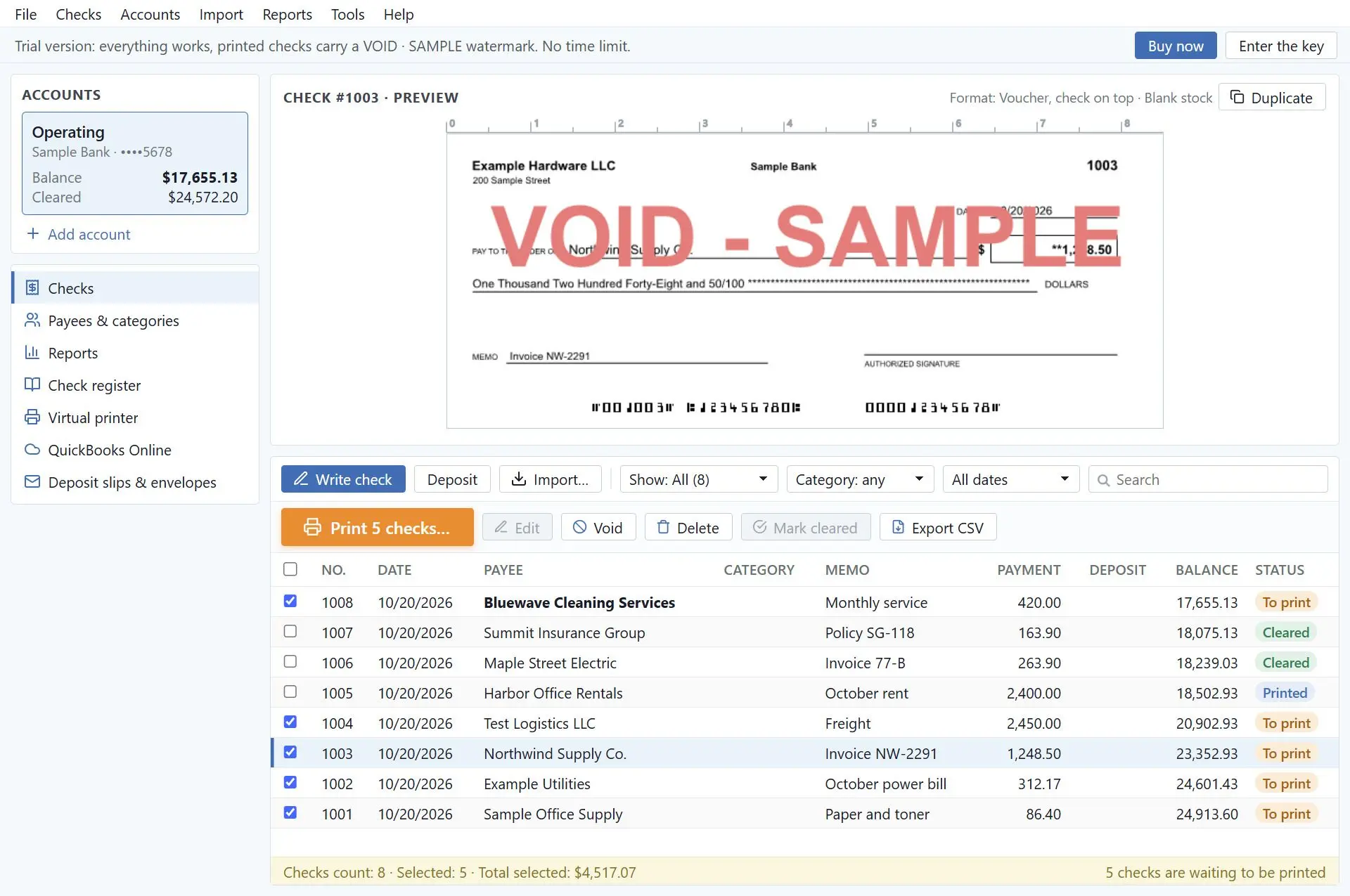 CheckSprint - Check Printing Software for Payroll, Personal, Business Kuvakaappaus.