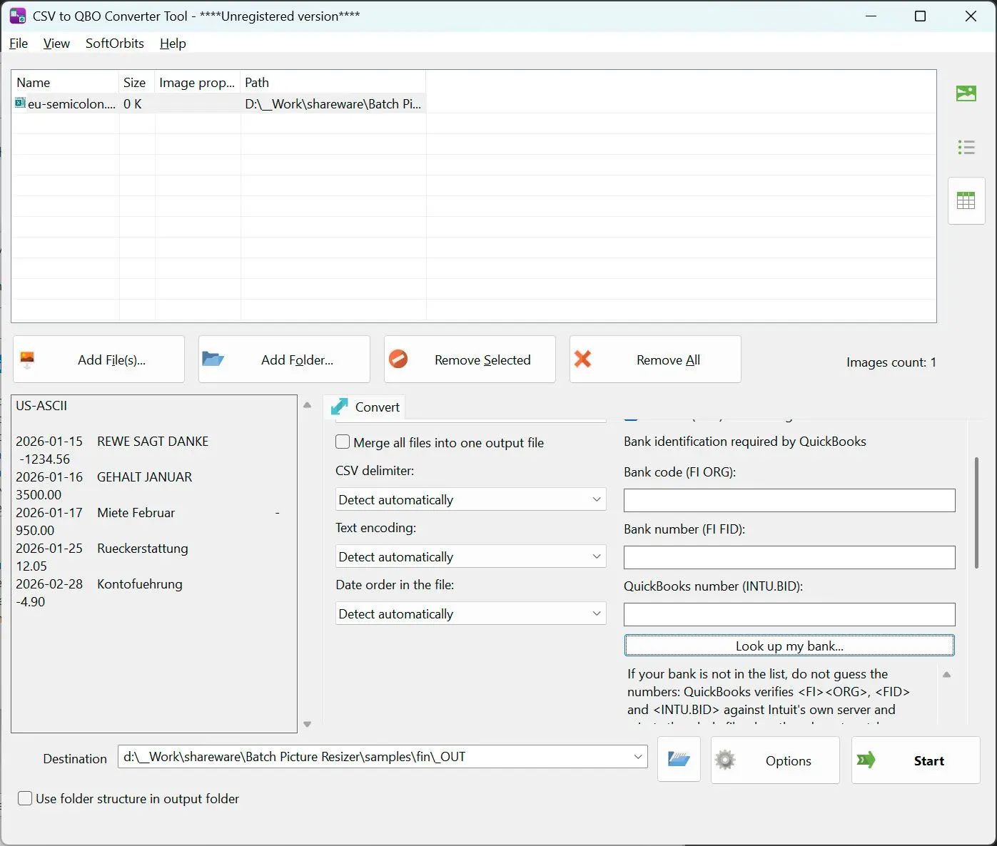 CSV to PDF Converter Kuvakaappaus.