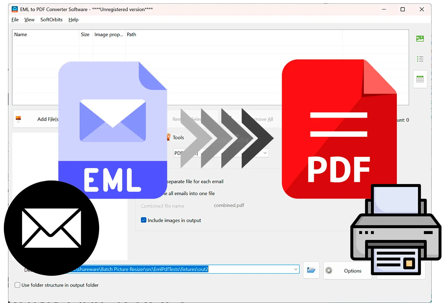 Vie EML helposti tulostettavaan PDF- tai HTML-muotoon..