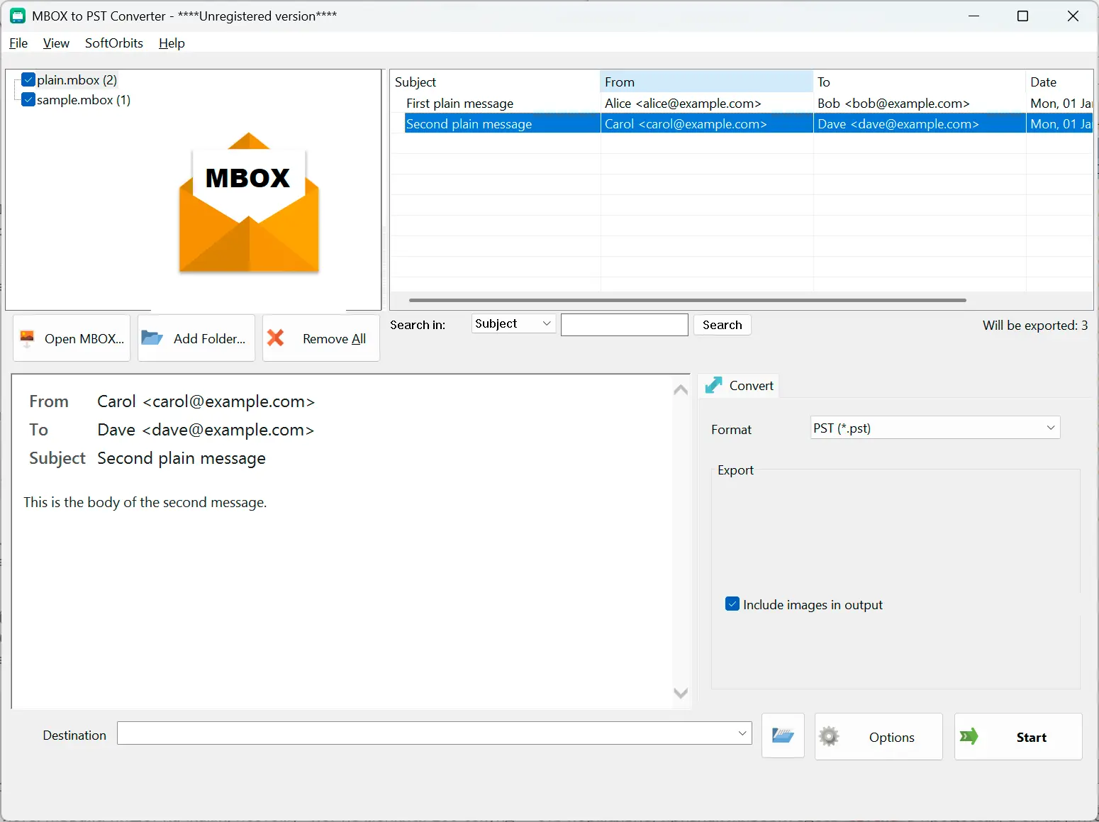 MBOX to PST Converter Software for Outlook Kuvakaappaus.