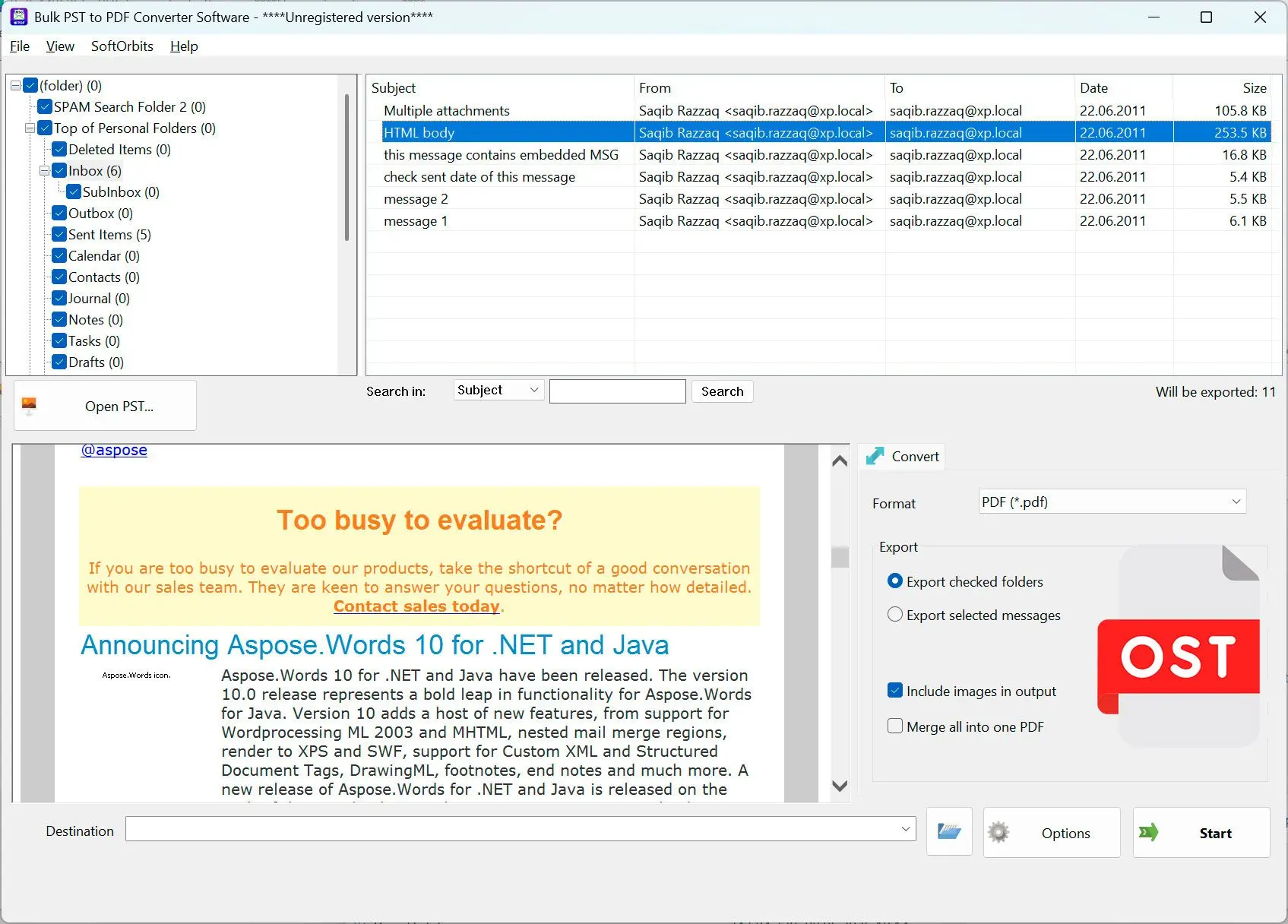 PST to PDF Converter Software Kuvakaappaus.