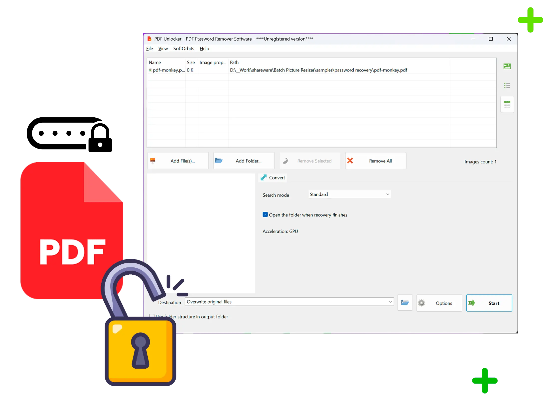 PDF Password Recovery Kuvakaappaus.
