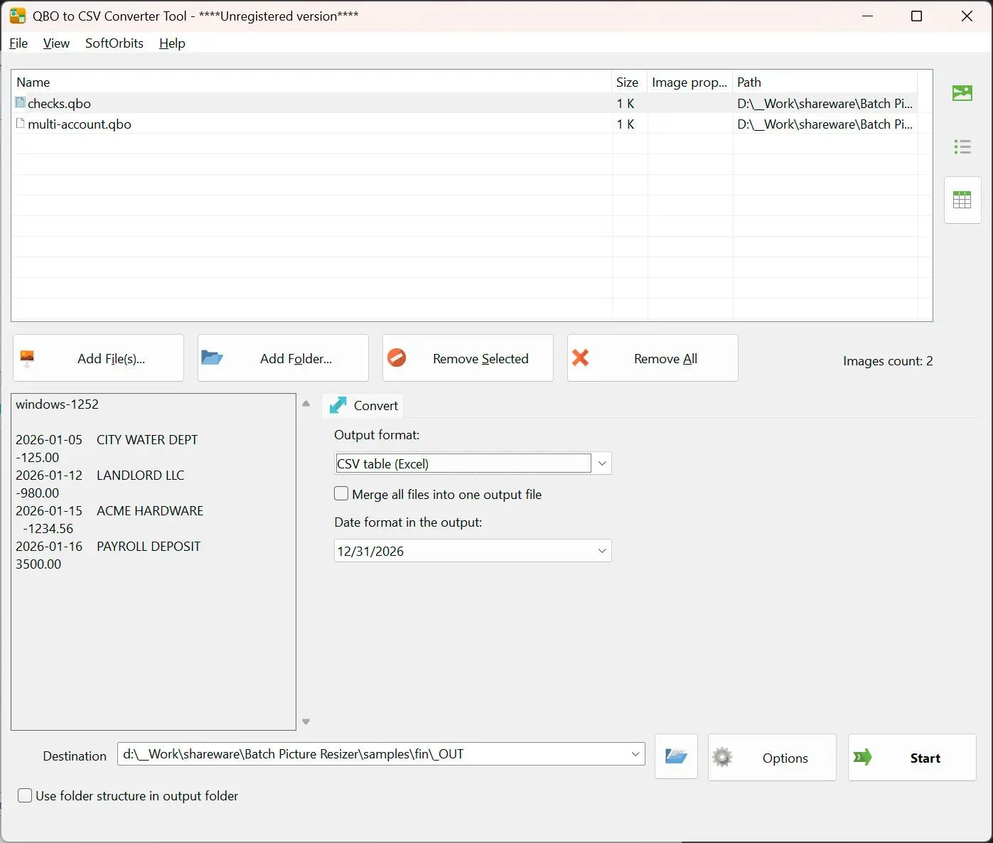 QBO to PDF Converter Kuvakaappaus.