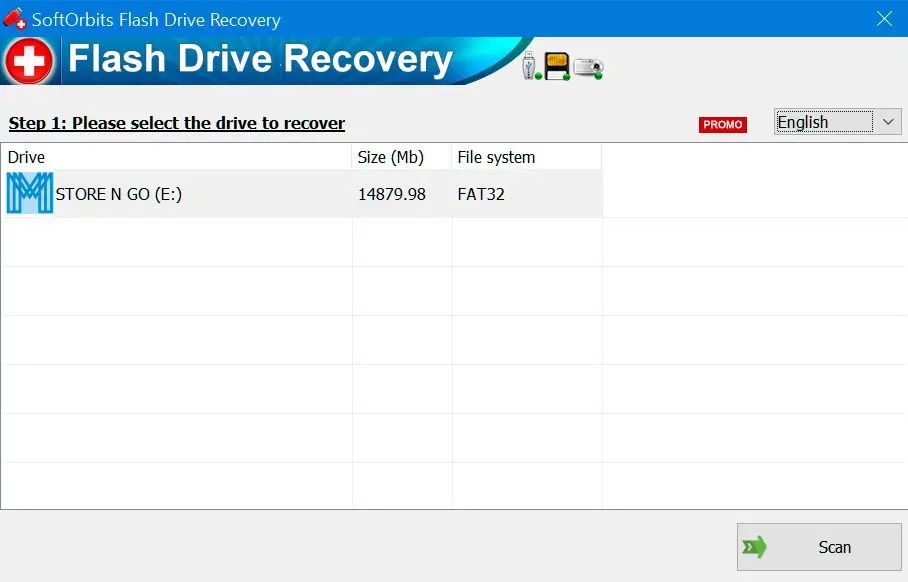 SoftOrbits Flash Drive Recovery Kuvakaappaus.