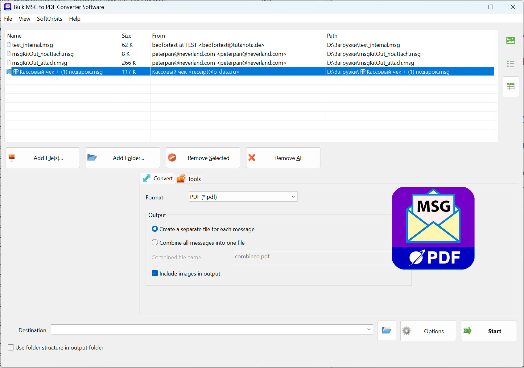 MSG to PDF Converter Software result