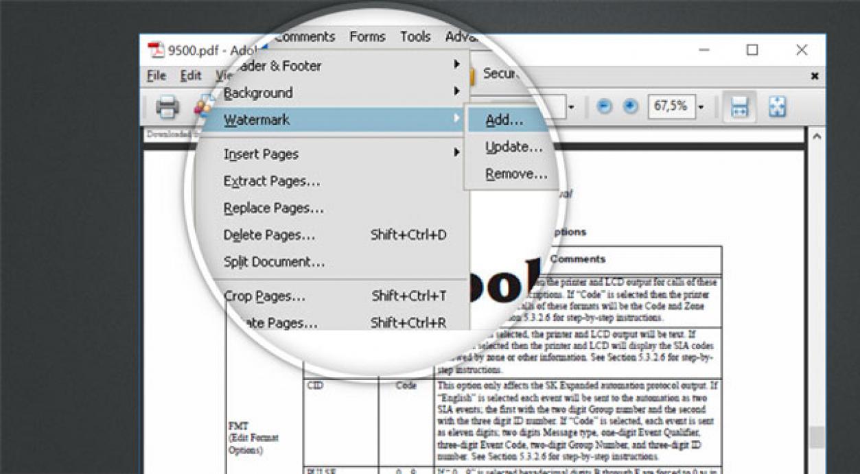 vesileiman poistaminen PDF-tiedostosta Adobe Acrobat Reader -ohjelmalla.